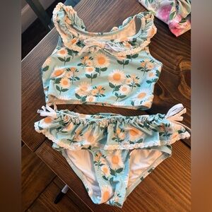 SweetHoney Floral Kids Bikini - Blue and Orange